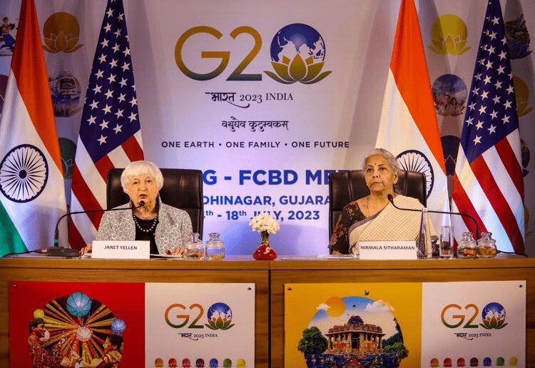 Yellen Holds Meeting With Indian Finance Minister 1 U.S Treasury Secretary, left, with Indian Finance Minister, Nirmala Sitharaman.