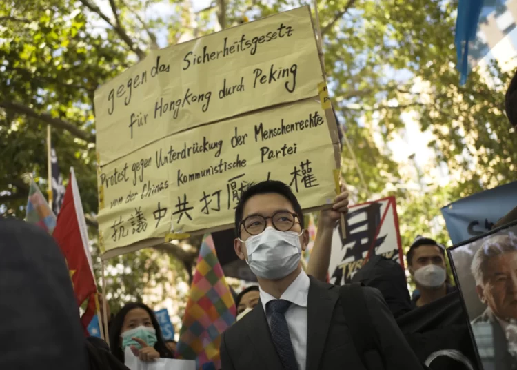 Hong Kong Activist, Nathan Law takes part in protests on September 1, 2020.
