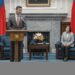 Paraguay's Pena Affirms Commitment To Bolster Ties With Taiwan 16 Paraguay's President-elect, Santiago Pena, left, speaks during a meeting with Taiwanese President, Tsai Ing-wen on Wednesday, July 12, 2023.