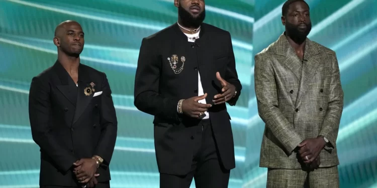 Chris Paul, LeBron James and Dwayne Wade