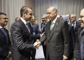 Greece And Turkey Agree To Repair Ties 4 Prime Minister of Greece, Kyriakos Mitsotakis, left, shakes hands with Turkish President, Recep Tayyip Erdogan on Wednesday, July 12, 2023.