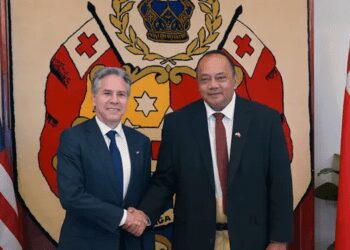 U.S Secretary of state, Antony Blinken and Tonga's Prime Minister, Siaosi Sovaleni.