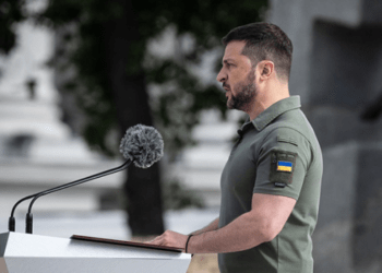 Ukrainian President, Volodymyr Zelenskyy delivers speech during a ceremony marking the Day of Ukrainian Statehood, in Kyiv, Ukraine.