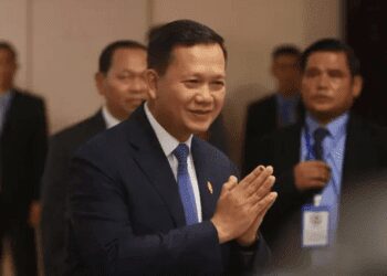 Hun Manet arrives to attend a parliamentary meeting at the National Assembly building in Phnom Penh on August 22, 2023.