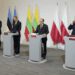 From left, Estonia's Interior Minister Lauri Laanemets, Lithuania's Interior Minister Agne Bilotaite, Poland's Interior Minister Mariusz Kaminski, and Latvia's Interior Minister Maris Kucinskis speak to reporters following talks in Warsaw, Poland, Monday, Aug. 28, 2023.