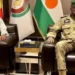 Junta deputy leader Gen Salifou Mody (R) Chad's president (L).