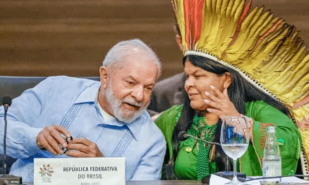 ACTO Members Call For Rich Countries’ Aid To Protect Amazon Forest 1 Luiz Inácio Lula da Silva, the President of Brazil, speaks to his minister of Indigenous peoples, Sonia Guajajara, at the Amazon summit.