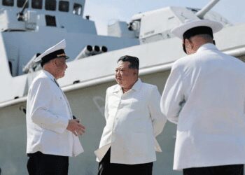 Kim Jong Un speaking to members of the North Korean Navy ahead of a missile test, in photos released by state media.