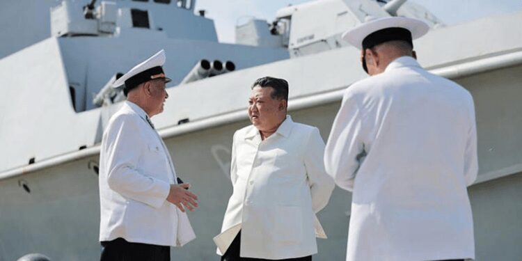 North Korea’s Kim Supervises Cruise Missile Test 1 Kim Jong Un speaking to members of the North Korean Navy ahead of a missile test, in photos released by state media.