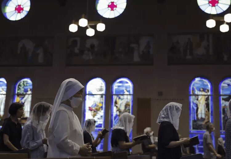 Nagasaki Commemorates 78th Anniversary Of U.S. Atomic Bombing 1 People attend an early morning Mass at the Urakami Cathedral on the 78th anniversary of the atomic bombing in Nagasaki, southern Japan, Wednesday, Aug. 9, 2023.
