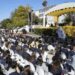 Pope Francis attends a meeting with the students of the Portuguese Catholic University in Lisbon, Thursday, August 3, 2023.