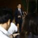 Japanese Prime Minister Fumio Kishida answers questions from journalists upon his arrival at the prime minister's office on Tuesday, Aug. 22, 2023, in Tokyo.