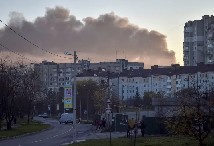 Russia Launches Missile Attacks On 8 Ukrainian Regions 1 In this image from November 2022, smoke rises over Lviv city after a Russian aerial attack.
