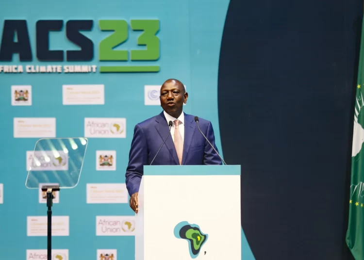 Kenyan President Urges African Countries To Go Green 1 Kenya's President, William Ruto speaks at Kenyatta International Conference Centre in Nairobi on Tuesday, September 5, 2023.