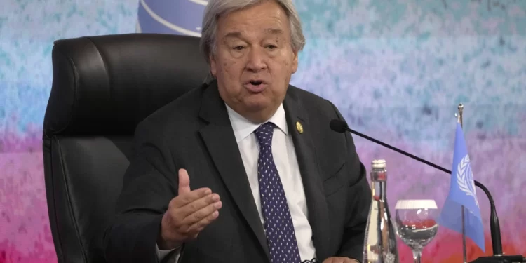 UN Secretary General, Antonio Guterres at a press conference on the sidelines of the 43rd ASEAN Summit in Jakarta on Thursday, September 7, 2023.