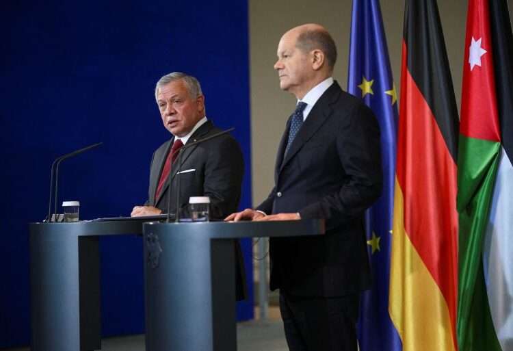 German Chancellor, Olaf Scholz and Jordan’s King Abdullah II address a press conference in Berlin.