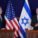 U.S. Secretary of State, Antony Blinken, left, and Israel's Prime Minister Benjamin Netanyahu make statements to the media inside The Kirya, which houses the Israeli Ministry of Defense, after their meeting in Tel Aviv, Thursday Oct. 12, 2023.