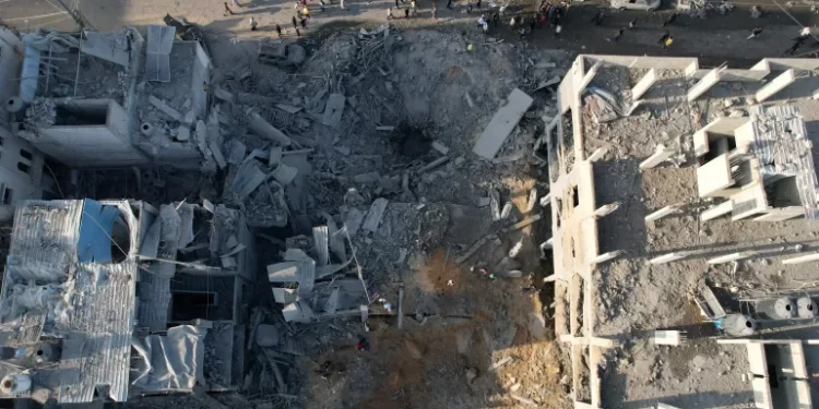 Aftermath of Israeli strikes on Maghazi, central Gaza.