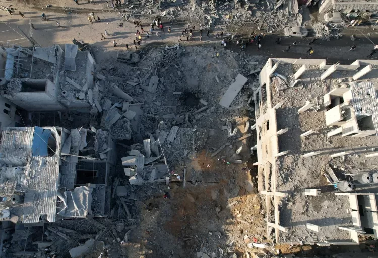 Aftermath of Israeli strikes on Maghazi, central Gaza.
