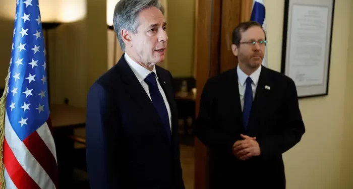 The US secretary of state, Antony Blinken, in Israel on Friday.
