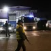 An Israeli prison transport vehicle carries Palestinian prisoners released by Israel from Ofer military prison near Jerusalem.