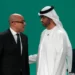 Simon Stiell, the UN’s climate Chief, with Sultan Al Jaber, the President of COP28, at the opening of the conference on Thursday.