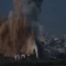 An Israeli airstrike in the Gaza Strip, as seen from southern Israel, Friday.