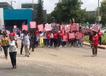 Group in a Protest Against Taxes Sanitary Products