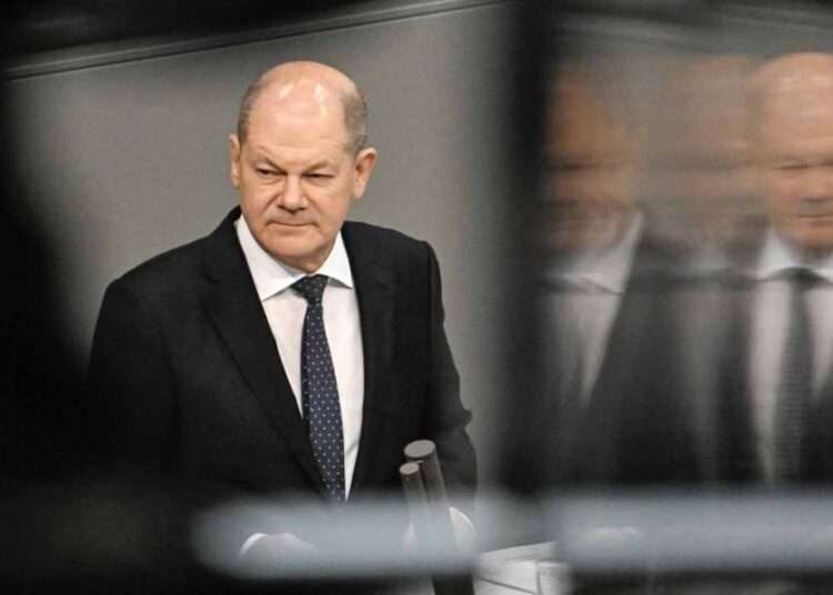 Germany Pledges Commitment To More Hostage Releases In Gaza 1 German Chancellor Olaf Scholz (L) addresses delegates at the Bundestag (lower house of parliament) about a budget crisis on November 28, 2023 in Berlin.