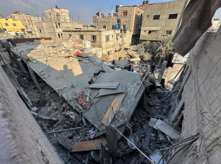 Israel Resumes Attacks On Gaza 1 A house lies in ruins following an Israeli strike after a temporary truce between Hamas and Israel expired, in Khan Younis in the southern Gaza Strip.