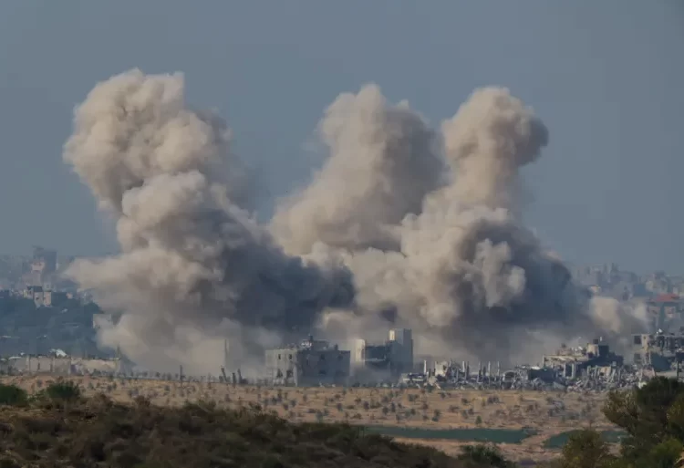U.S Blamed For Renewed Fighting In Gaza 1 Smoke rises in Gaza following an Israeli strike as seen from southern Israel.