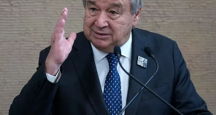 Guterres Urges Negotiators To Move Beyond Arbitrary Lines As COP28 Enters Final Days 1 UN Secretary-General, Antonio Guterres speaks during a news conference.