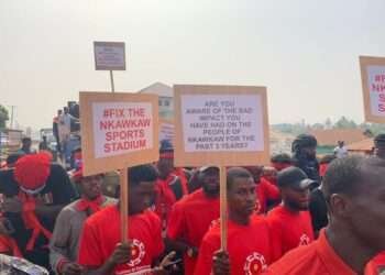 Coalition of Concerned Youth for Nkawakaw in a Protest
