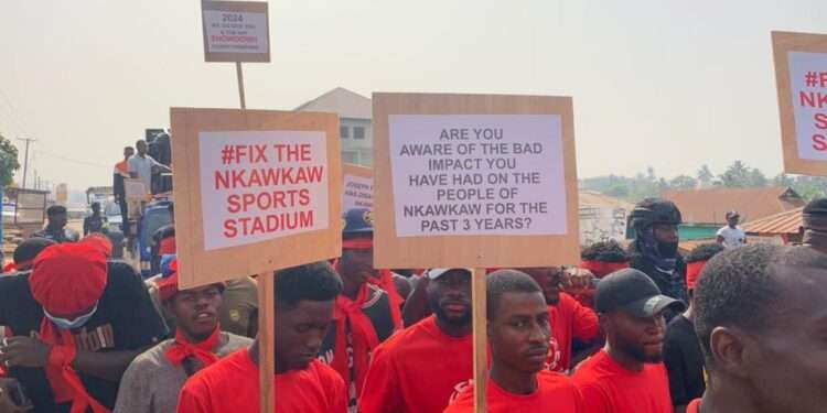 Coalition of Concerned Youth for Nkawakaw in a Protest