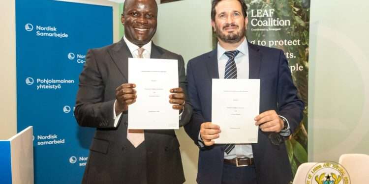 Ghana Signs $50Million Emission Reduction Payment Agreement Under LEAF Coalition 1 Minister for Lands and Natural Resources, Samuel Jinapor (left).