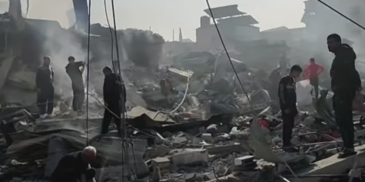 Aftermath of Israeli strike on Jabalia refugee camp.