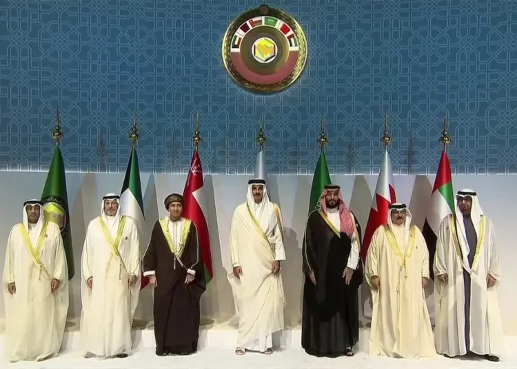 GCC leaders pose for a photograph ahead of the 44th GCC summit in Qatar.
