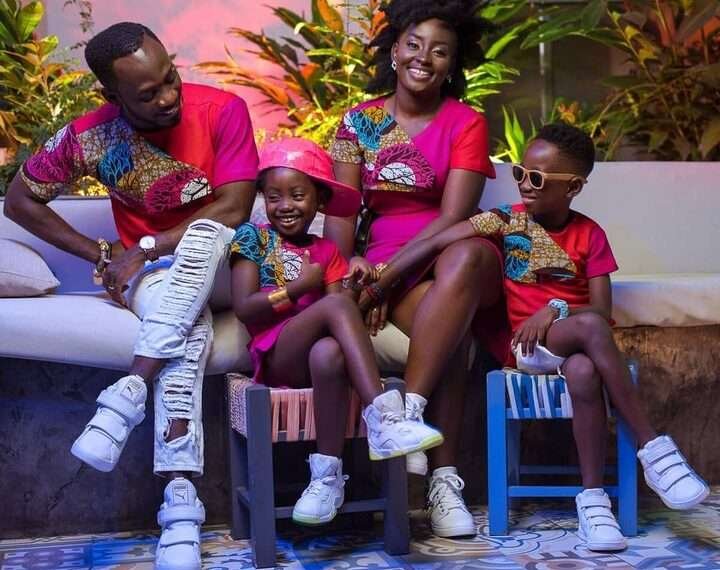 Ghanaian rapper, Okyeame Kwame with his wife and children