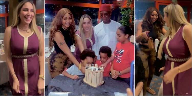 Regina Daniels Shares Fun Moments From Co-Wife Laila Charani’s Birthday Dinner 1 Laila Charani, Regina Daniels, Ned Nwoko and family members