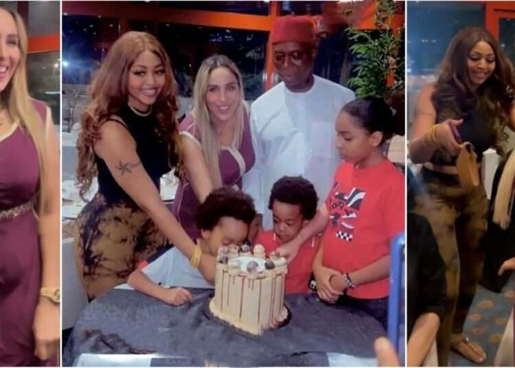 Regina Daniels Shares Fun Moments From Co-Wife Laila Charani’s Birthday Dinner 1 Laila Charani, Regina Daniels, Ned Nwoko and family members