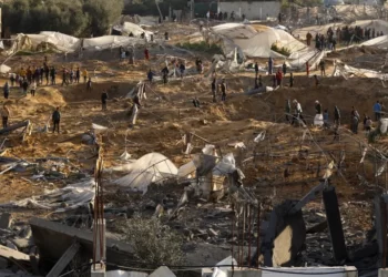 Aftermath of Israeli strikes on Rafah.