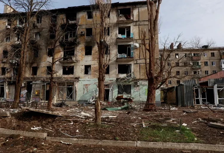 Russia Claims Control Of Avdiivka 1 Heavily damaged residential buildings in the front-line town of Avdiivka, Ukraine.