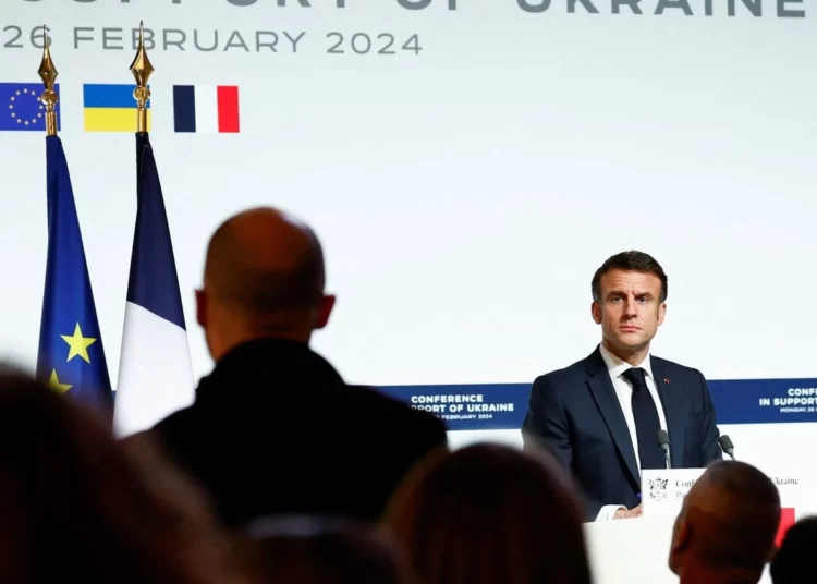 French Politicians Displeased With Macron’s Remarks 1 French President, Emmanuel Macron speaks during a press conference at the end of the conference in support of Ukraine, with European leaders and government representatives, at the Elysee Palace in Paris, France, on Feb 26, 2024.