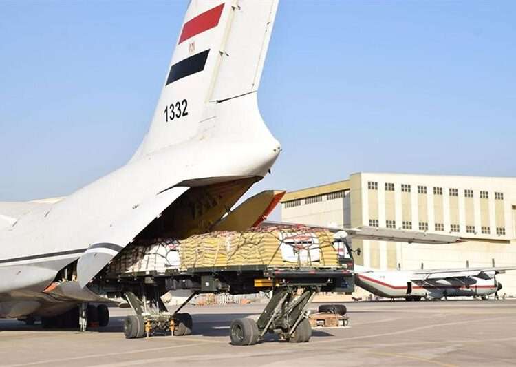Egyptian aircraft getting loaded with aid to Gaza