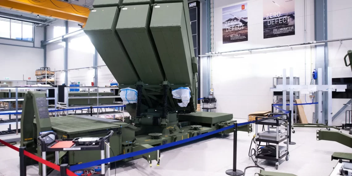 Ukraine Receives Military Package From Lithuania 1 A NASAMS surface-to-air missile launcher is seen in production at the assembly line of the Kongsberg Defense and Aerospace weapons factory in Kongsberg, Norway on Jan. 30, 2023.