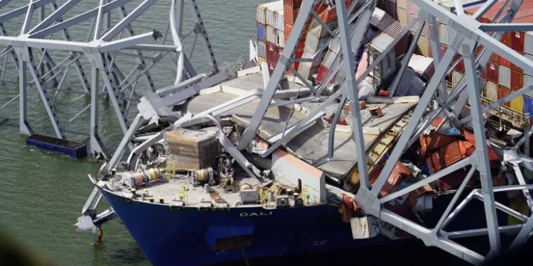 Francis Scott Key Bridge Collapse: Ship’s Data Recorder Retrieved 1 An aerial view of the Dali cargo vessel which crashed into the Francis Scott Key Bridge, causing it to collapse in Baltimore, Maryland, United States, on March 26, 2024.