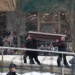 Pallbearers carry the coffin of late Russian opposition leader Alexei Navalny into the Mother of God Quench My Sorrows church for his funeral service, in Moscow's district of Maryino on March 1, 2024.