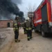 A fire is seen at an electrical substation after a missile attack in Kharkiv, amid the Russian invasion in Ukraine.