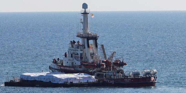 First Aid Ship To Gaza Sets Sail 1 The Open Arms, a vessel owned by a Spanish NGO, leaves the port of Lanarca loaded with food for Gaza.