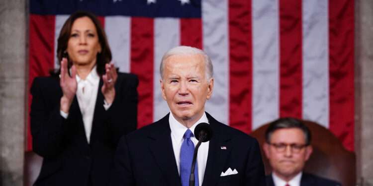 Biden Delivers State Of The Union Address 1 U.S President Joe Biden delivers the annual State of the Union address before a joint session of Congress in the House chamber at the Capital building on March 7, 2024 in Washington, DC.